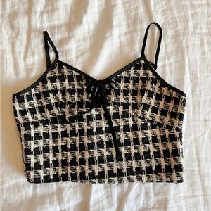 NWOT Tweed velvet bow corset top